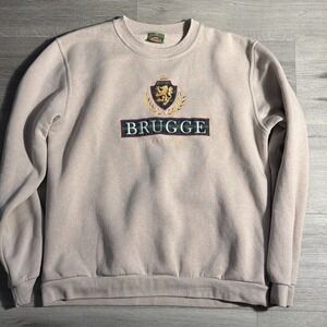 Brugge Belgium Embroidered Crest Sweatshirt Men's XL Gray Euro Heritage